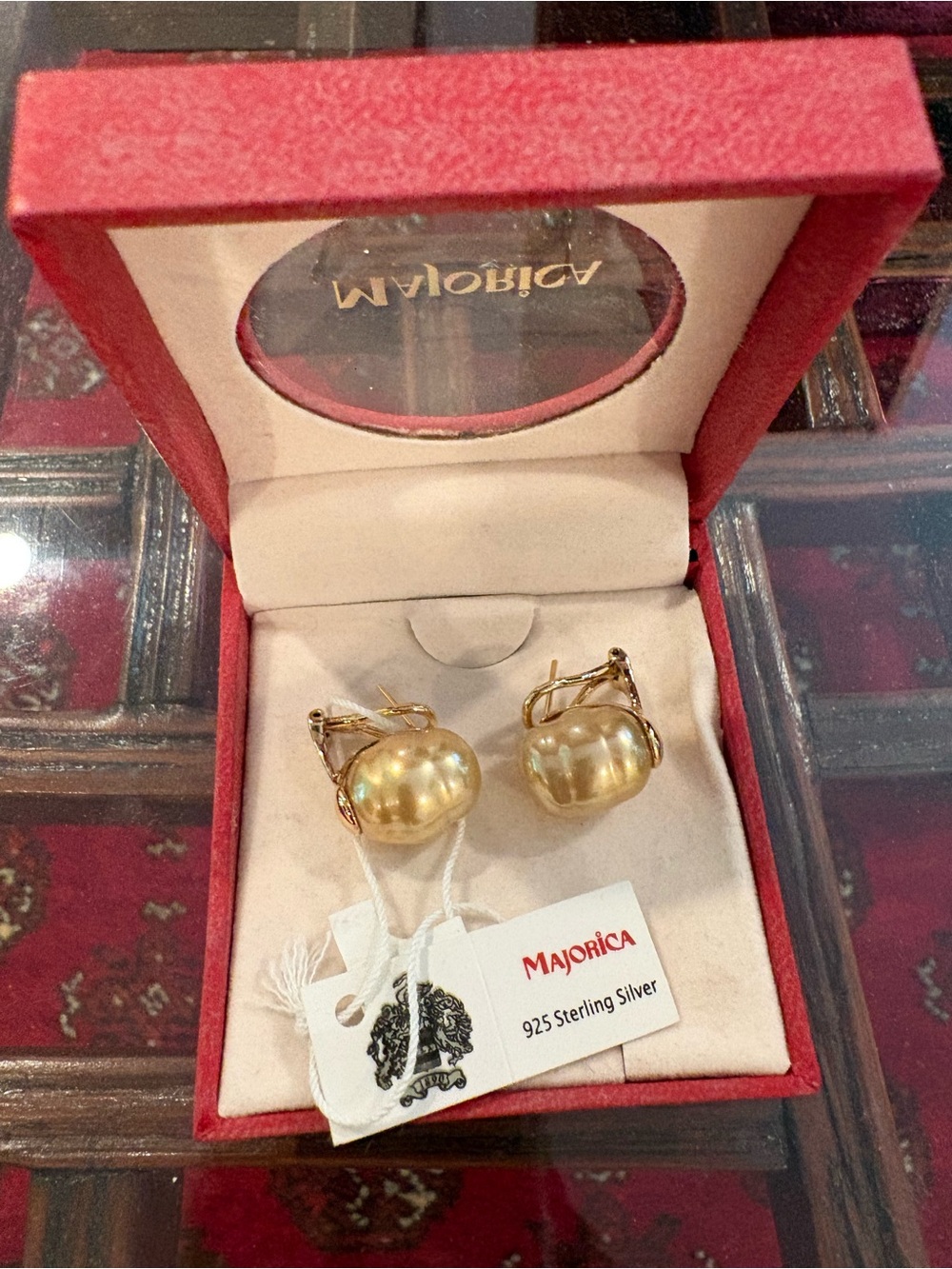 Majorca Golden Pearl Clip-On Earrings - 925 Sterling Silver